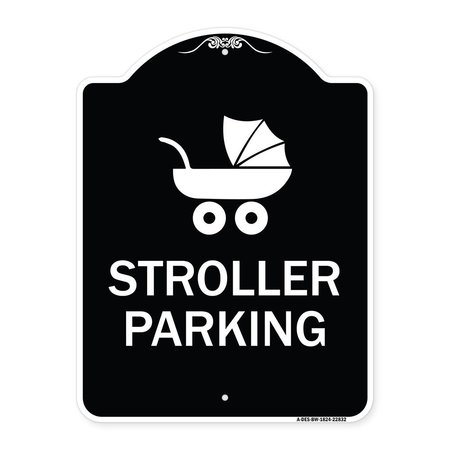 SIGNMISSION Stroller Parking With Graphic Heavy-Gauge Aluminum Architectural Sign, 24" x 18", BW-1824-22832 A-DES-BW-1824-22832